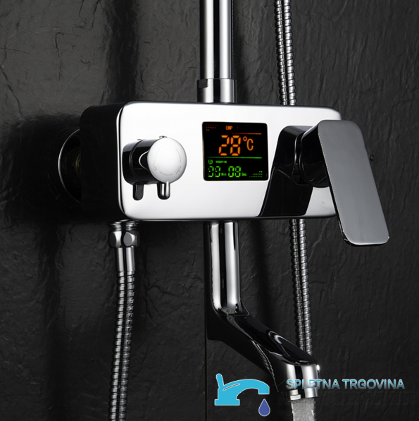 Pannello doccia EYN NTD0341 digitale a installazione esterna con LED, disponibile in più finiture