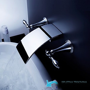 Vista laterale del rubinetto da bagno SU5308 con installazione a parete e bocca curva