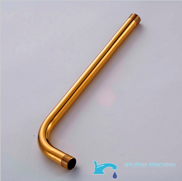 Braccio doccia curvo oro woo-2322 con raccordi filettati