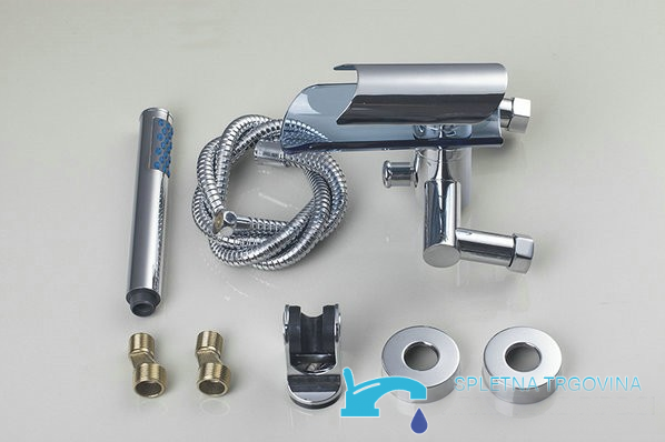 Set del miscelatore vasca SK5549 con doccetta, flessibile, supporto, adattatori e rosoni