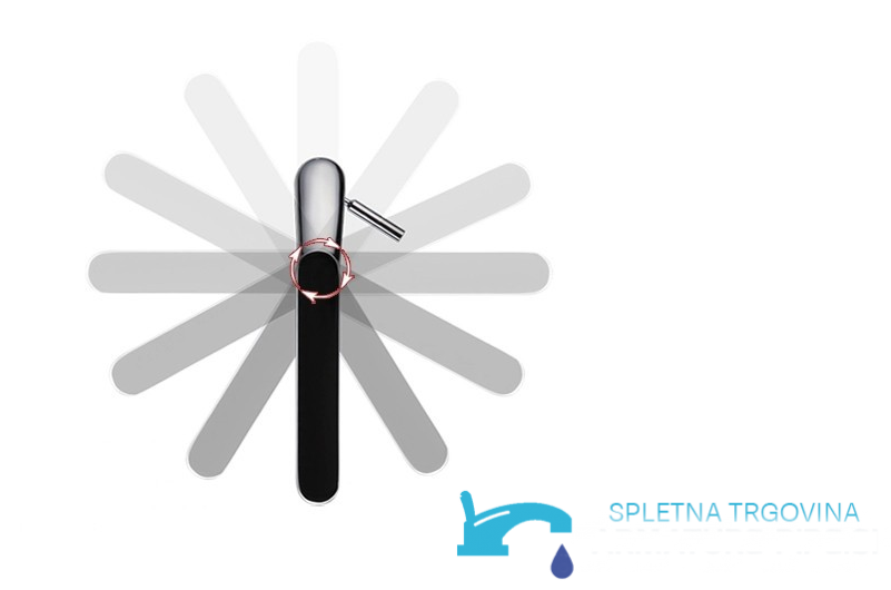 Rubinetto da bagno KA05738 nero e cromo con bocca orientabile