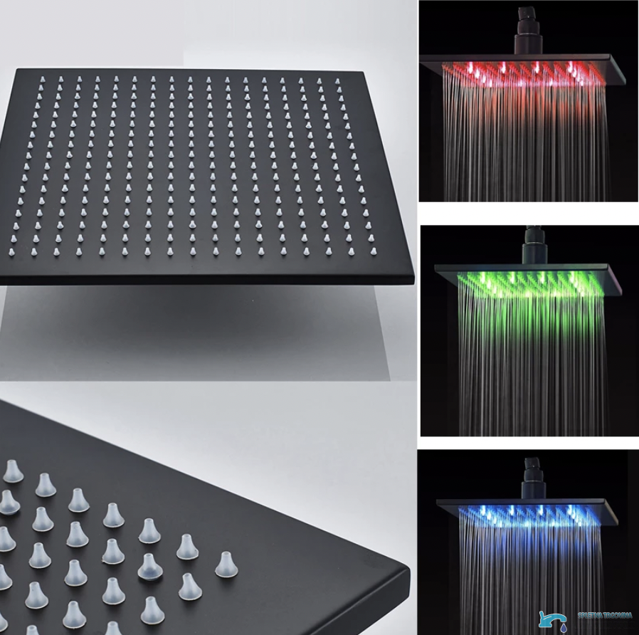 Soffione LED del sistema doccia PT50089 con illuminazione blu, rossa e verde