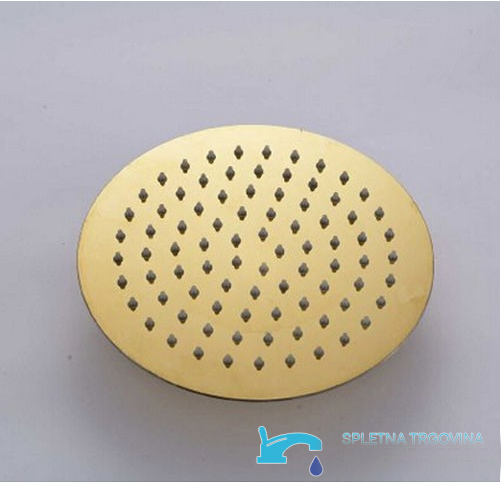 Soffione doccia rotondo PT86947 in oro con ugelli grigio scuro