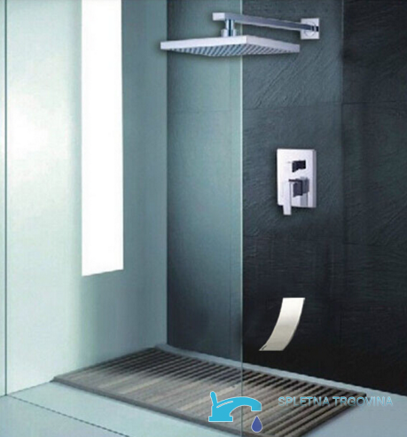 Sistema doccia da incasso PT06605 cromato con soffione e bocca a cascata