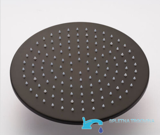 Soffione rotondo nero opaco PT12109 con ugelli grigi distribuiti uniformemente