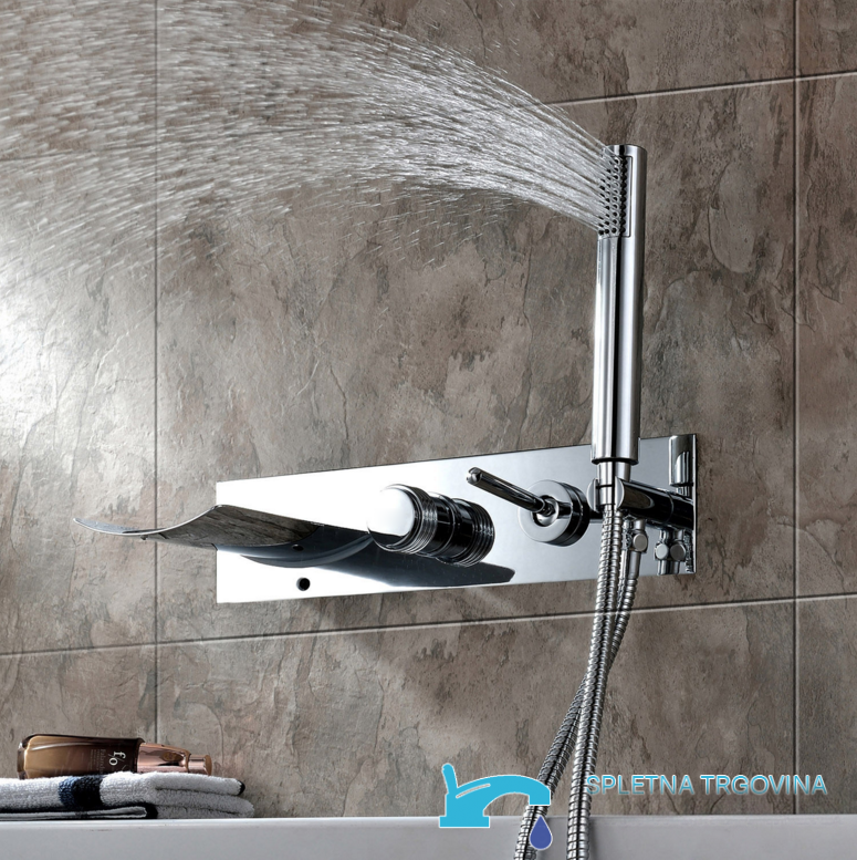 Miscelatore per vasca SAK9671 a parete con bocca a cascata e doccetta