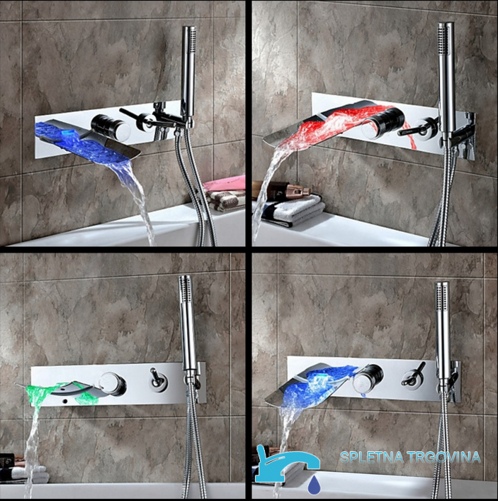 Rubinetto LED per vasca SAK9671 con cascata blu, verde e rossa