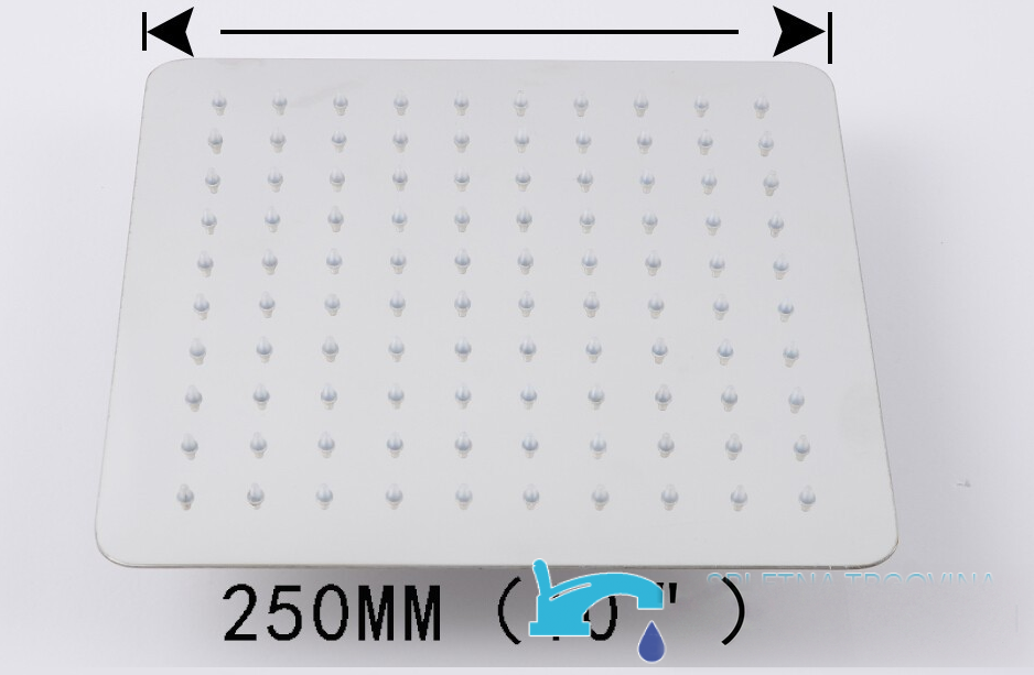 Soffione a pioggia quadrato PT94731 da 250 × 250 mm in cromo lucido