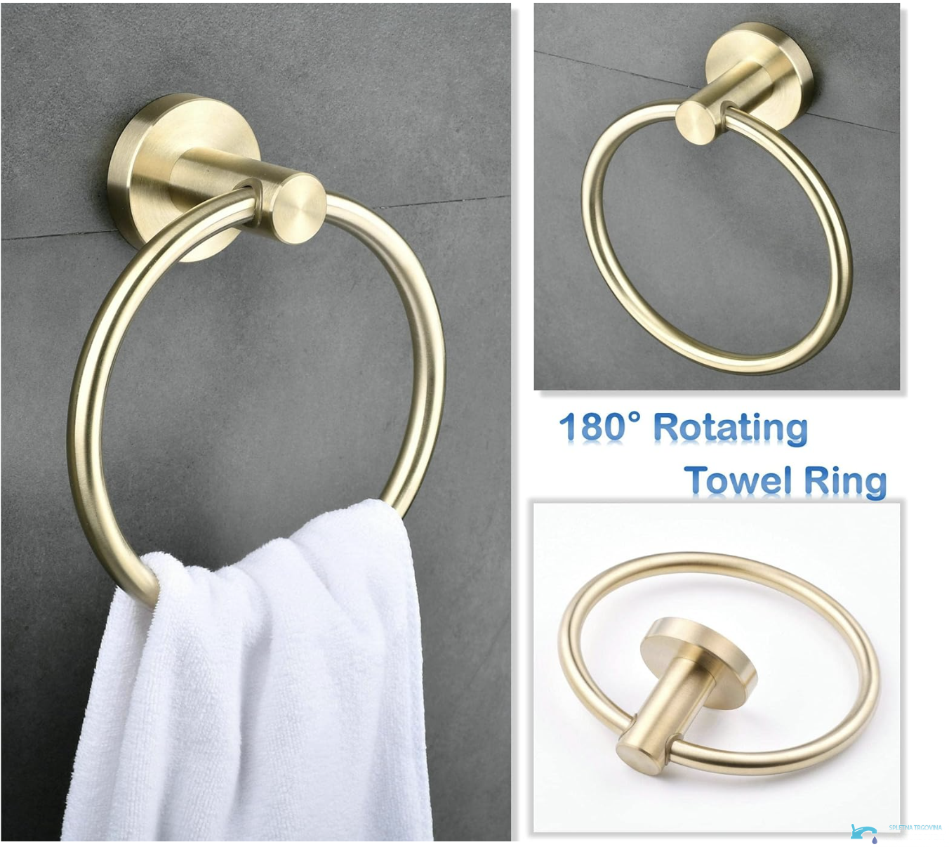 BA1308 - anello portasciugamani oro, portasciugamani orientabile