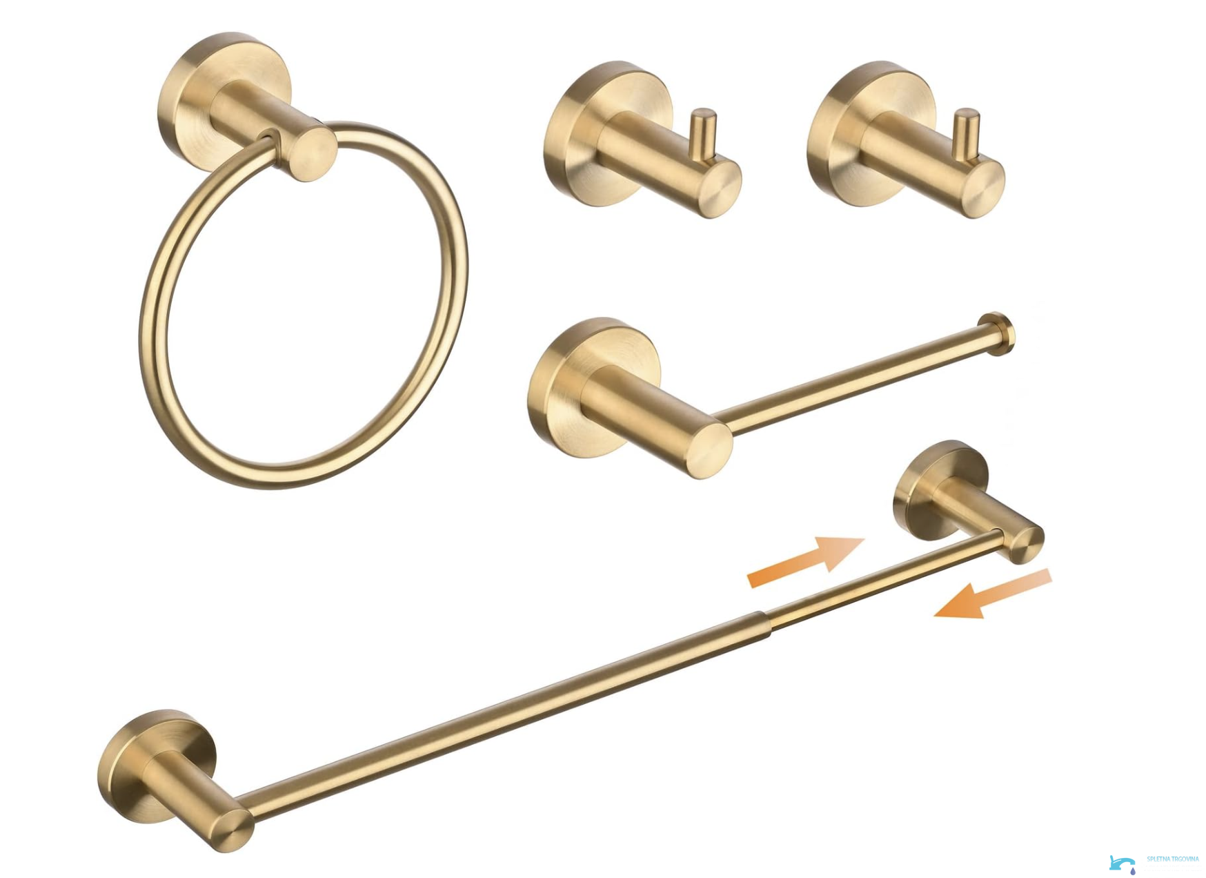 BA1308 - set accessori bagno, portasciugamani oro