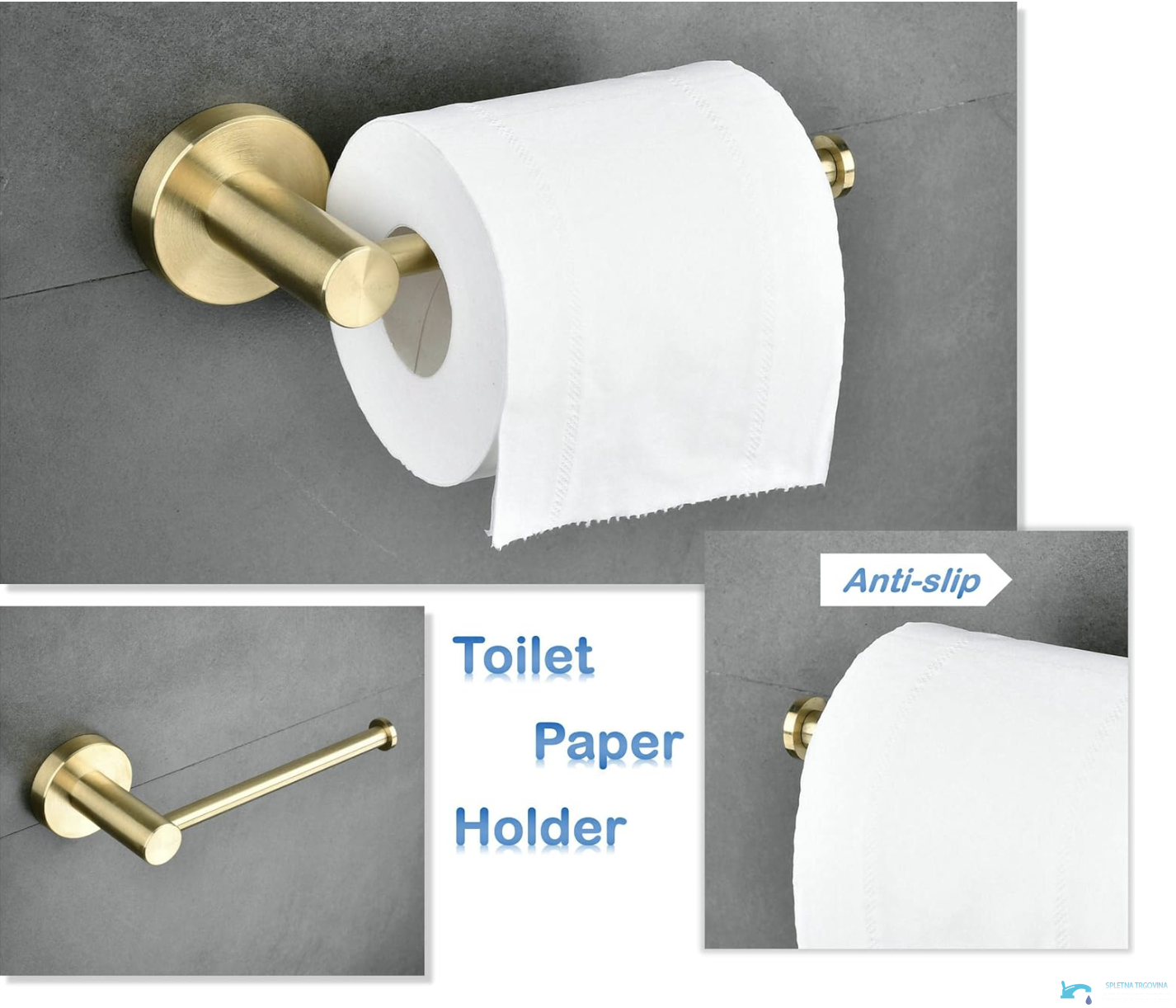 BA1308 - portarotolo oro, set accessori bagno