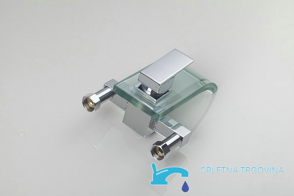Miscelatore per vasca a parete EYN SK0264 in ottone e vetro temperato con bocca a cascata, in più finiture