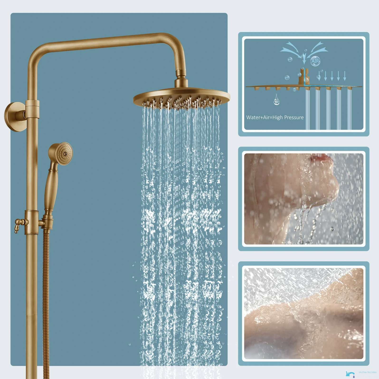 Soffione da 20 cm del sistema doccia woo-3100 con getto ampio aerato
