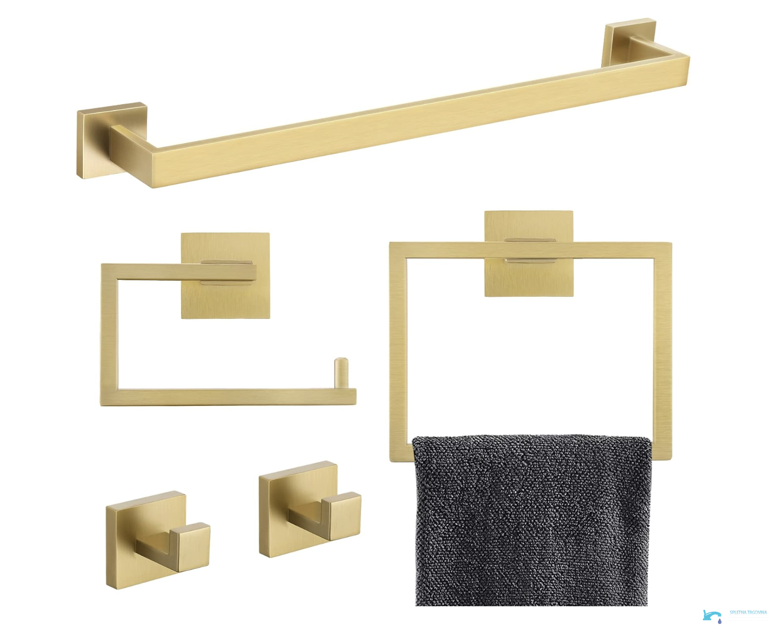 BA1214 - set accessori bagno oro, barra portasciugamani oro
