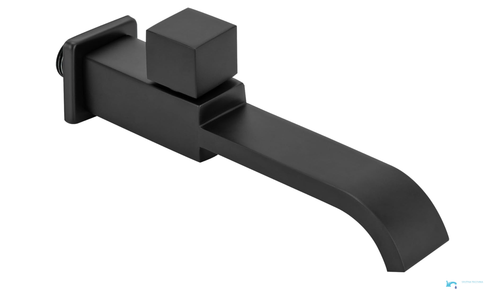 Rubinetto a parete EYN WC1142 per acqua fredda con erogazione a cascata, in ottone nero opaco