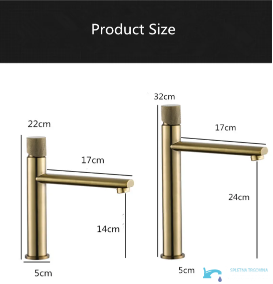 Misure del rubinetto per lavabo BGB1450 nelle altezze di 22 e 32 cm