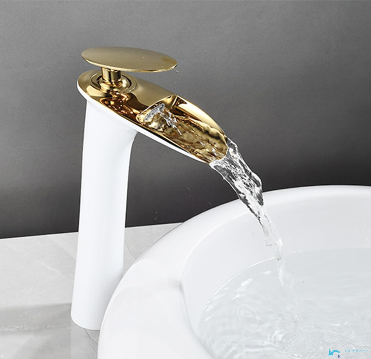 sistema doccia BSH1235 - rubinetto lavabo a cascata, rubinetto bianco e oro