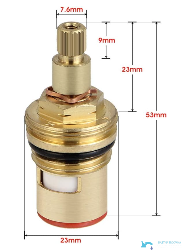 DEL1458 - valvola rubinetto 53 mm, vitone 23 mm