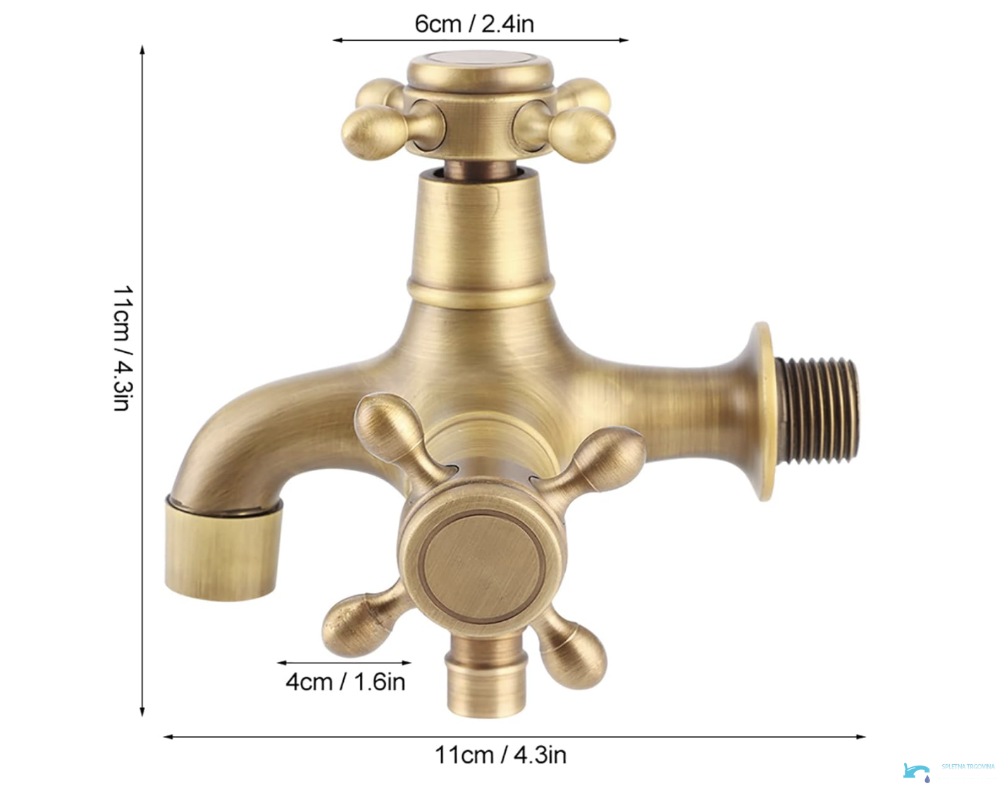 Dimensioni del rubinetto da bagno a parete EYN TW1638 da 11 × 11 cm