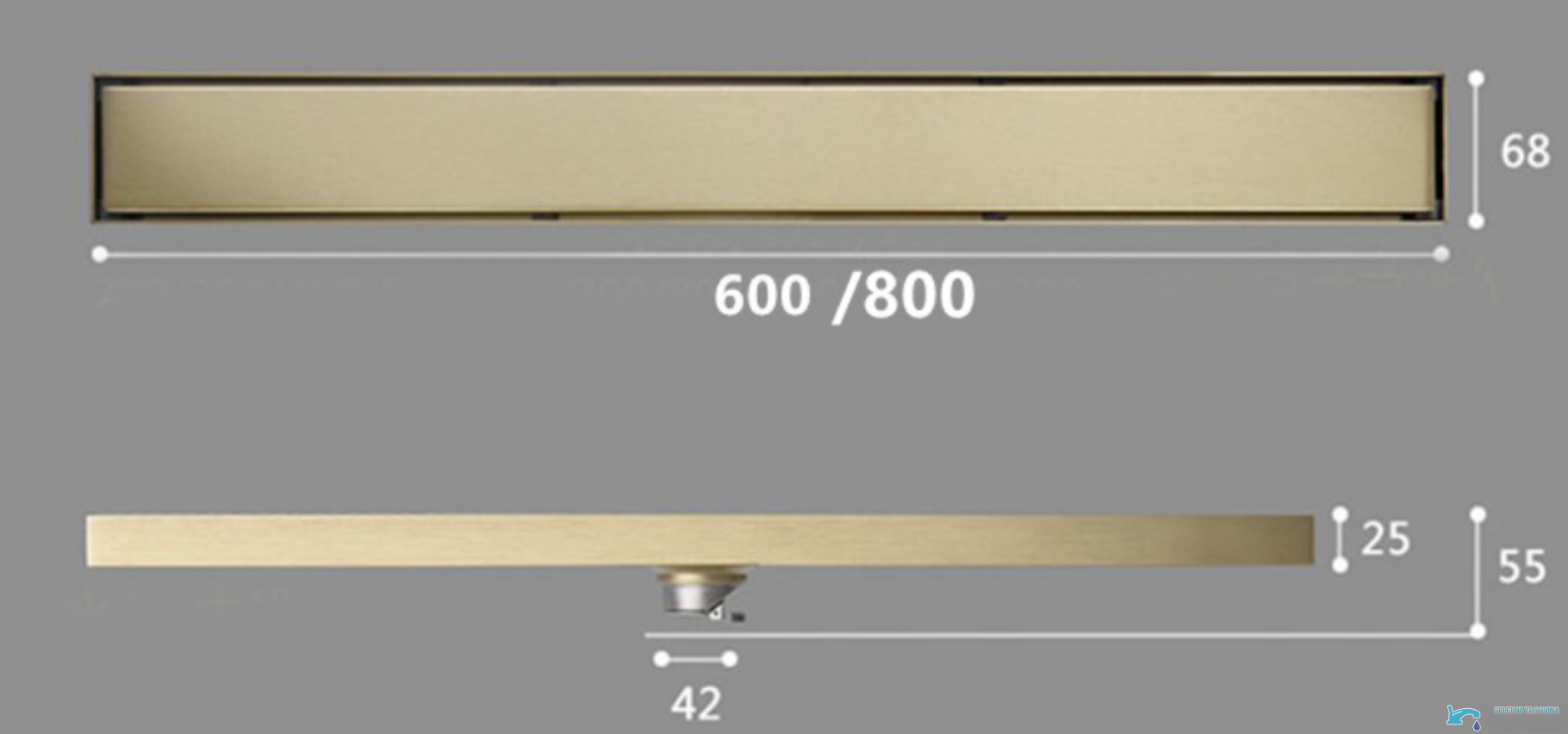 GBK1004 - canalina doccia oro, scarico a pavimento 80 cm