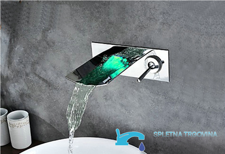 woo-1532 - rubinetto LED bagno a parete, rubinetto a cascata cromato