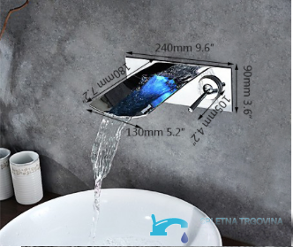 Rubinetto da bagno a parete EYN woo-1532 in ottone con getto a cascata, LED e finiture multiple