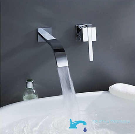 Miscelatore per lavabo a parete EYN EYN4301 in ottone con LED, getto a cascata e più finiture