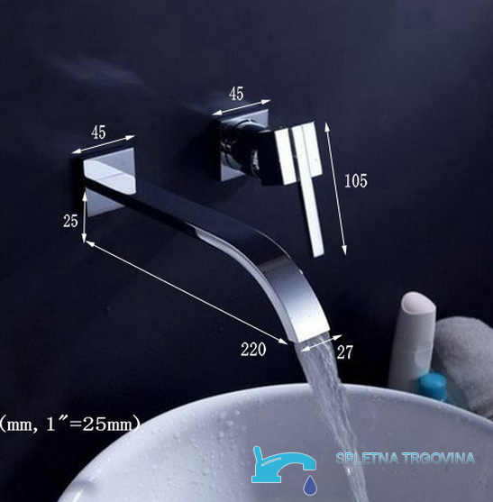 Dimensioni del miscelatore a parete EYN4301 con sporgenza di 220 mm