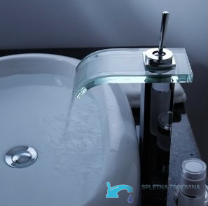 Rubinetto da piano per lavabo EYN0145 in ottone con LED, erogazione a cascata e finiture multiple