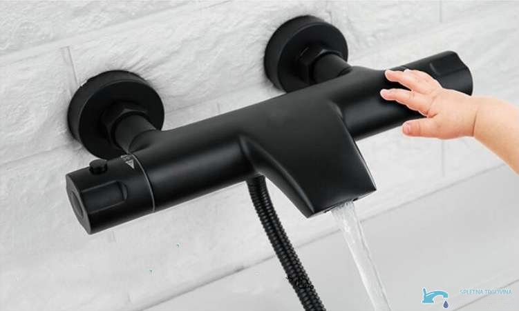 Miscelatore termostatico per vasca NTA1631 a parete in nero opaco