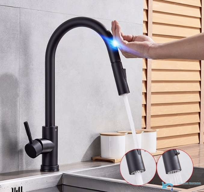 BS1333 - Küchenarmatur mit Sensor, Armatur für Doppelspüle