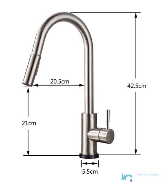 Dimensioni del miscelatore da cucina BS1333 per installazione monoforo sul piano