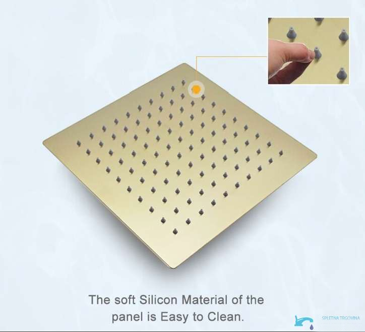 Soffione doccia ZGT1751 in oro lucido con ugelli flessibili in silicone