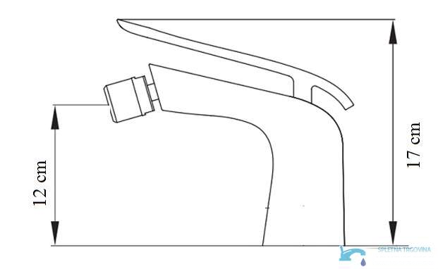 Misure del rubinetto per bidet EYN woo-6963 con altezza totale di 17 cm