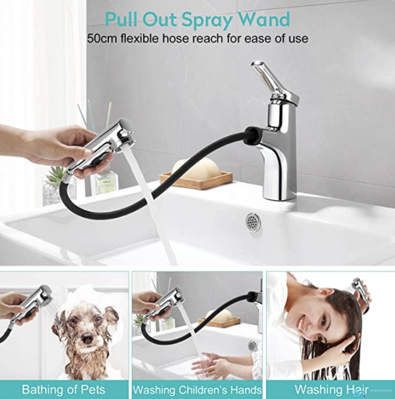 Rubinetto da bagno IZK1444 con doccetta estraibile e comando monoleva
