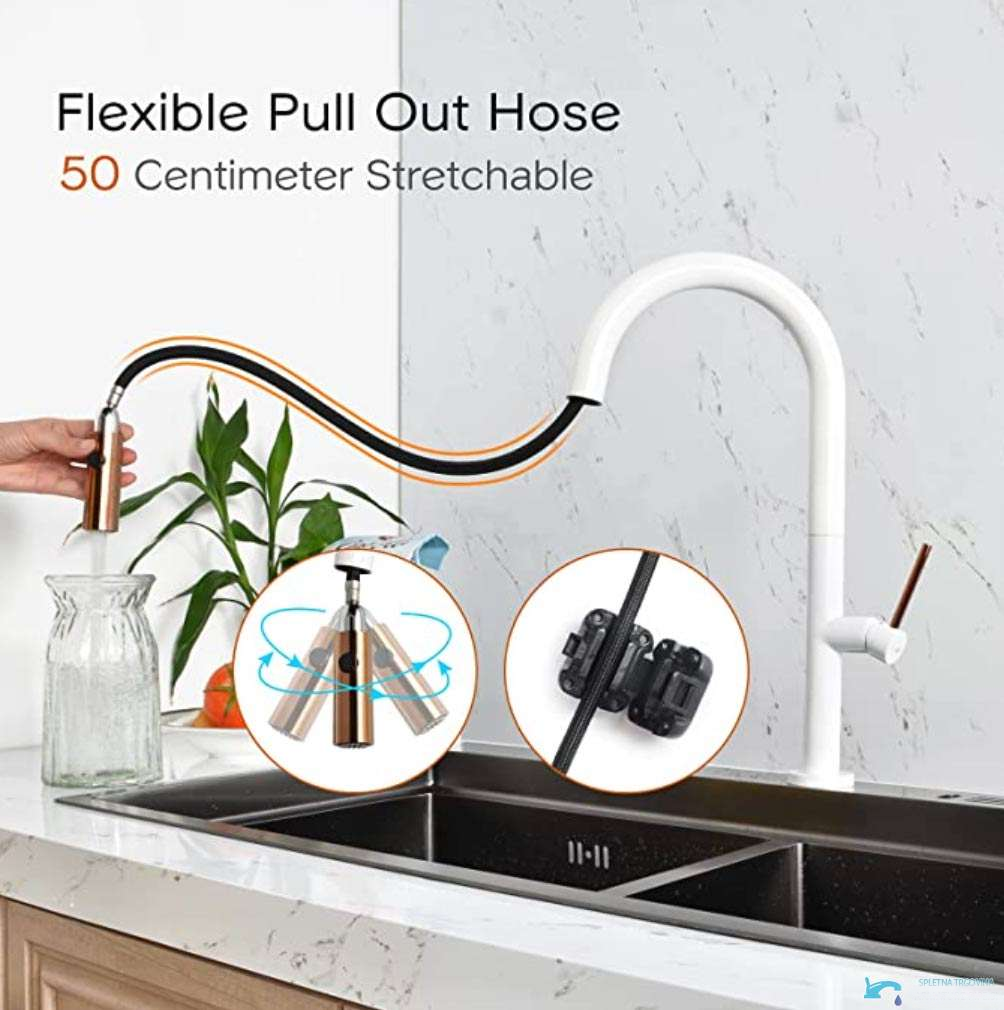 Rubinetto da cucina estraibile KB2132b con tubo flessibile lungo 50 cm