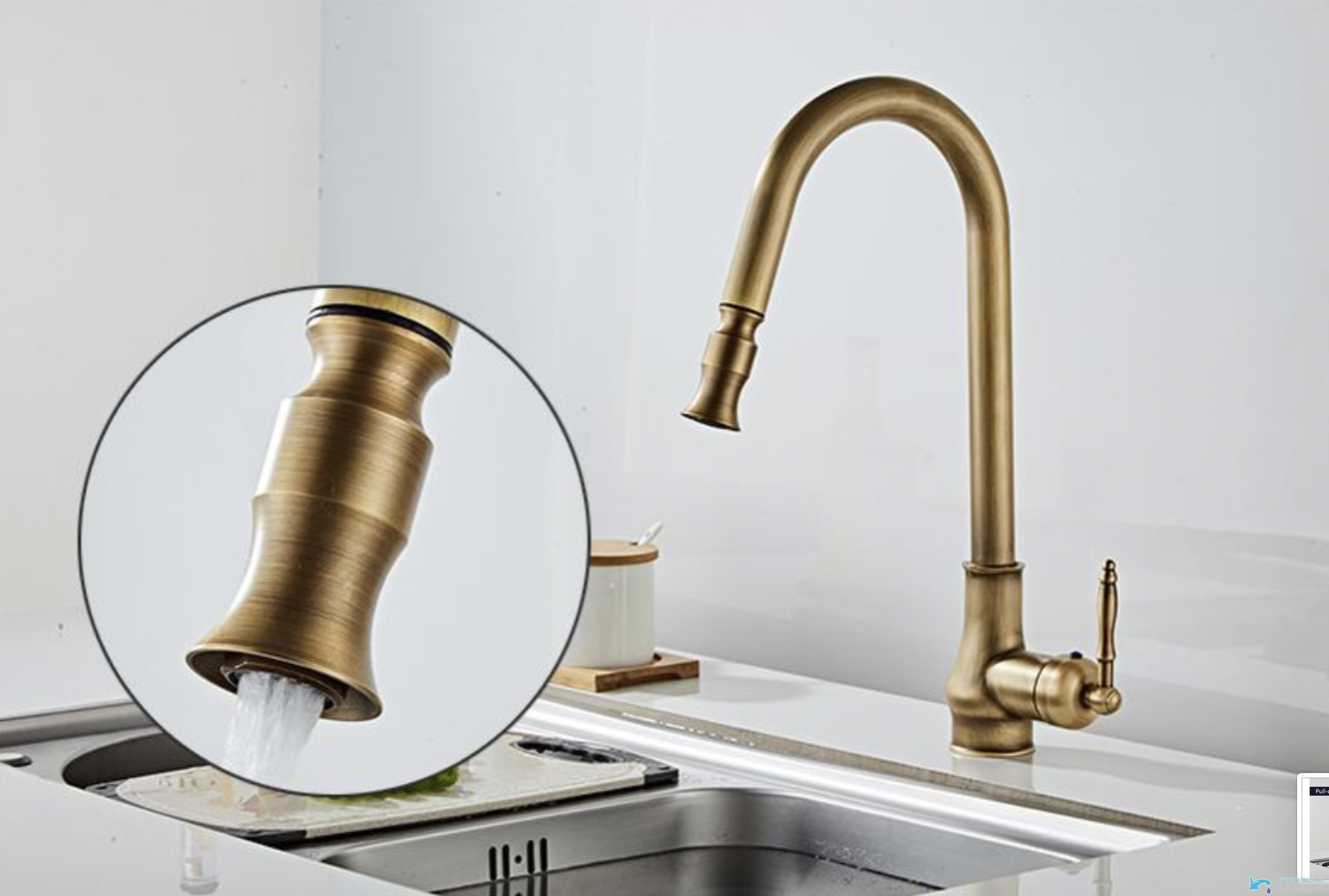 AQ1343 - doccetta rubinetto cucina, dettaglio doccetta estraibile