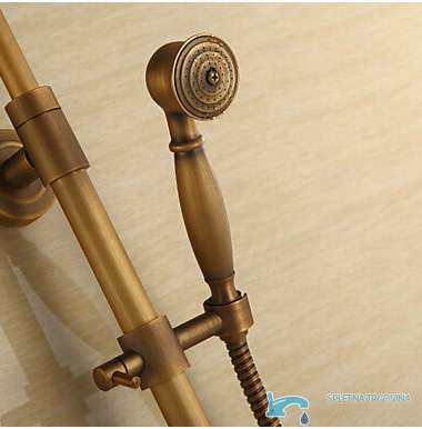 Doccetta EYN TER1305 in bronzo antico con impugnatura marrone scuro e flessibile metallico
