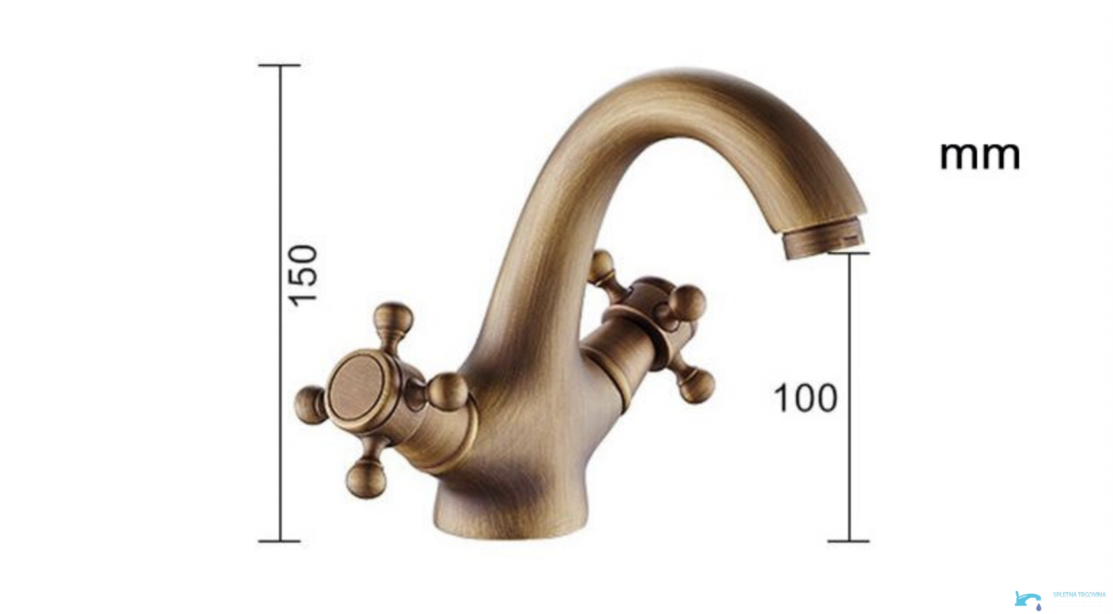 Rubinetto per lavabo EYN TER1305 in bronzo antico con altezza 150 mm