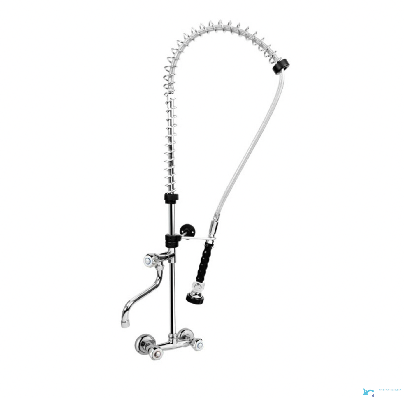 Rubinetto professionale da cucina SPRO1228 cromato con doccetta estraibile e bocca di erogazione