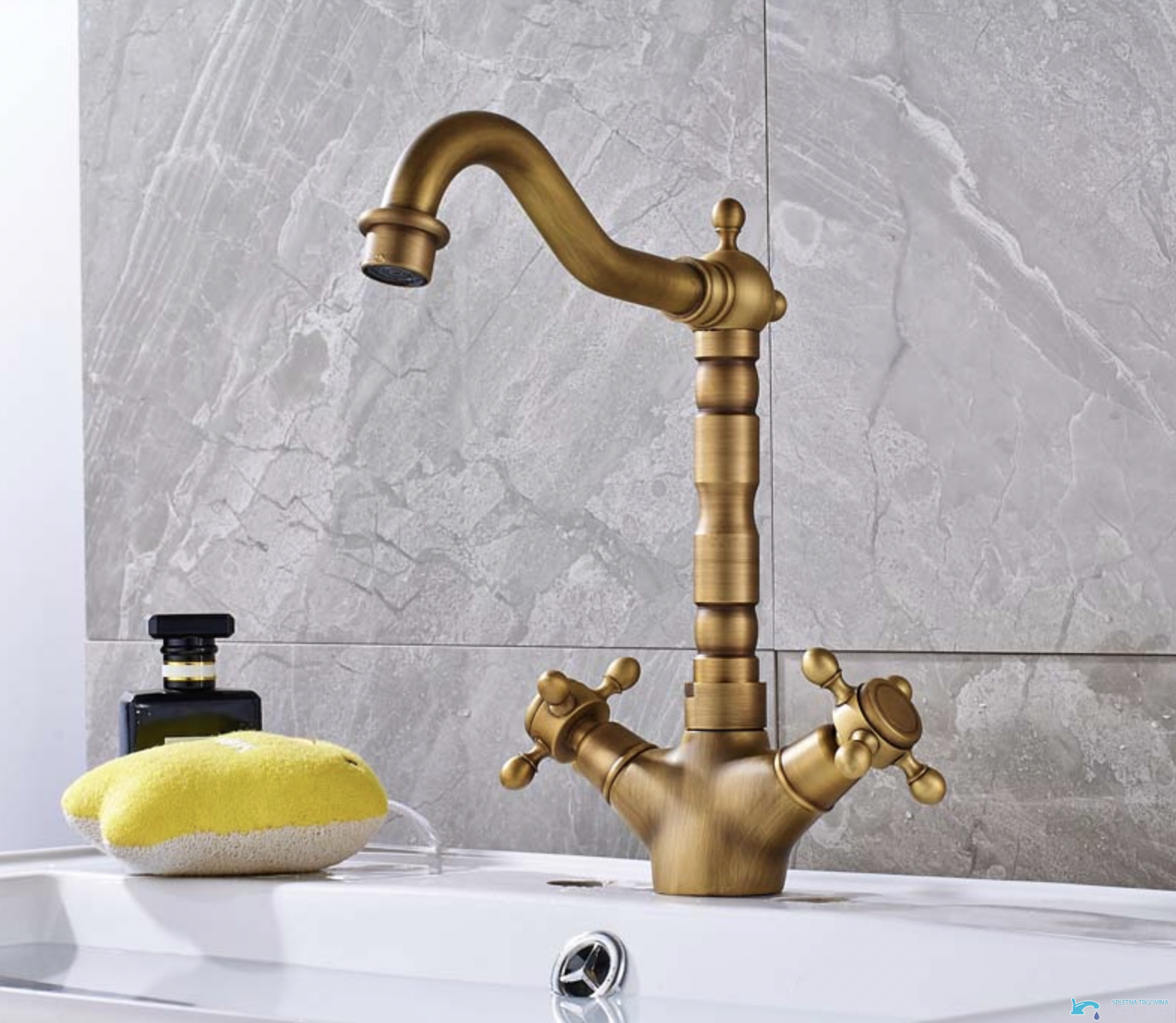 Rubinetto per lavabo EYN ANT2309 a due manopole con bocca girevole in più finiture