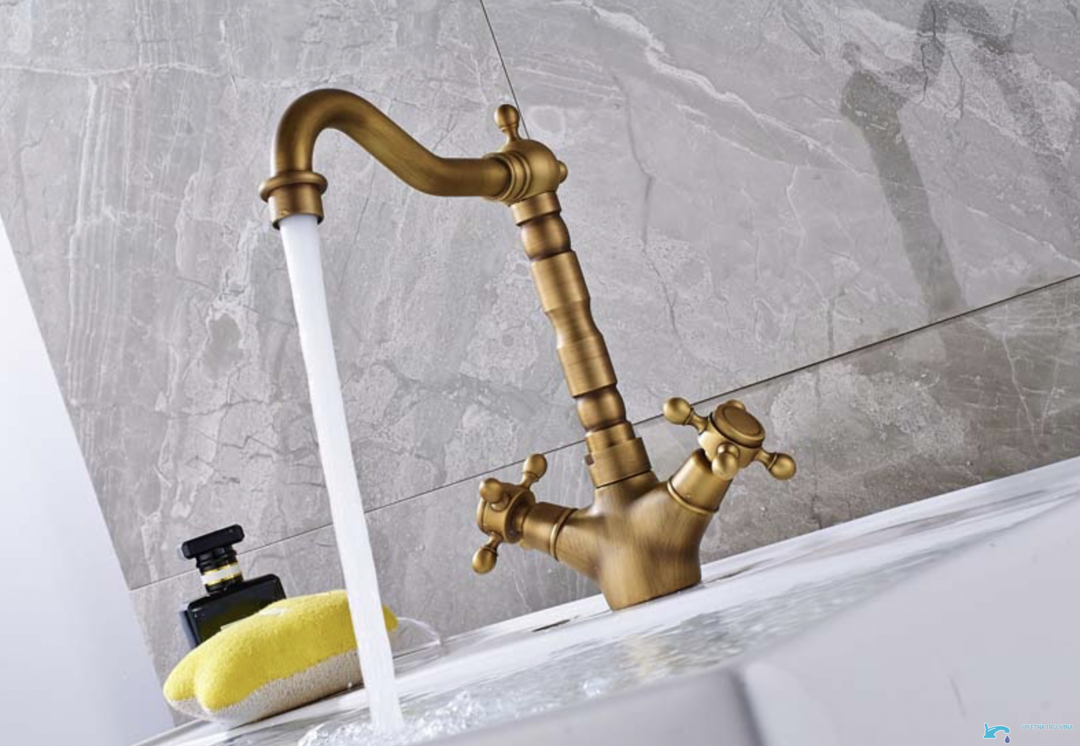 Rubinetto per lavabo EYN ANT2309 a due manopole con bocca girevole in più finiture