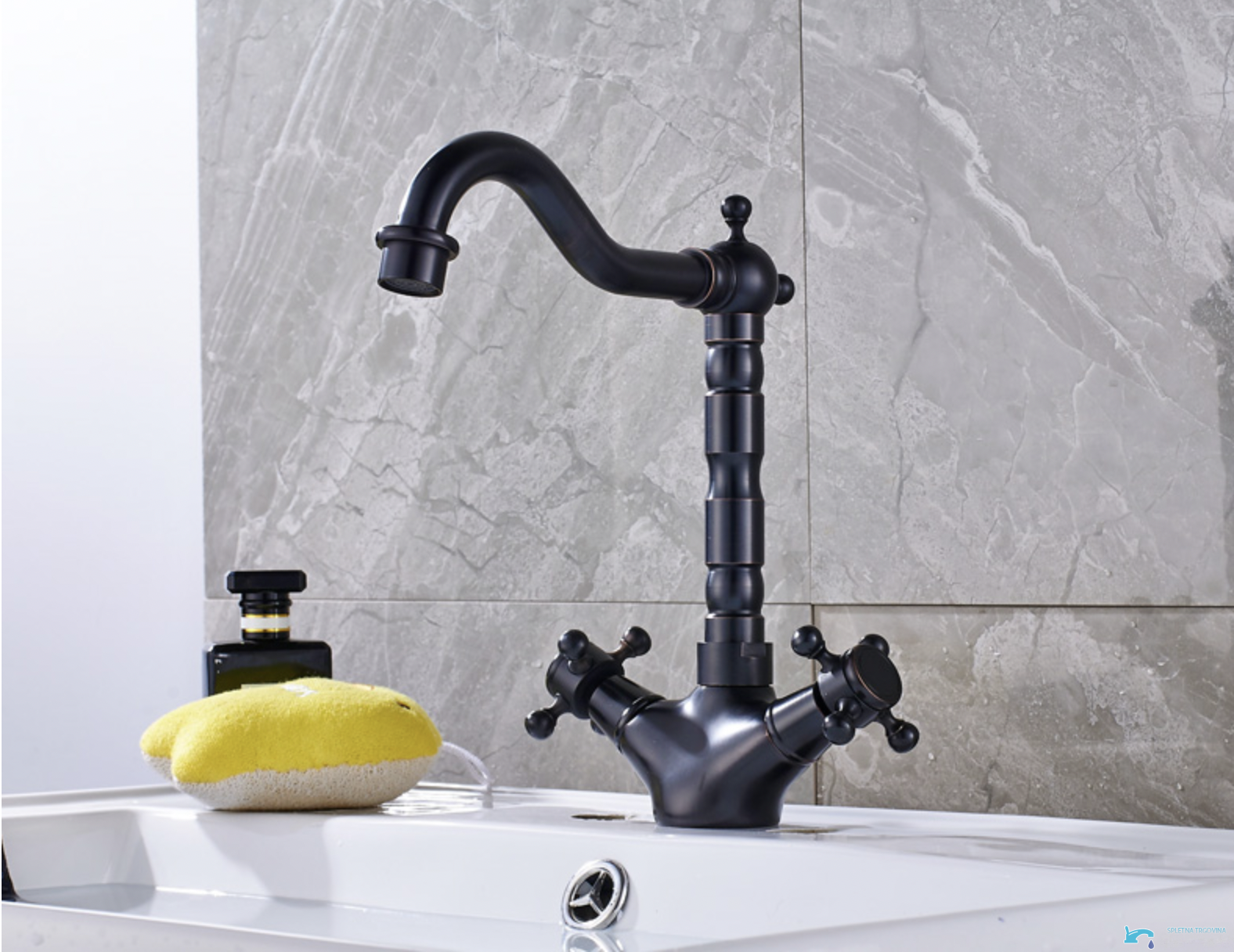 Rubinetto per lavabo EYN ANT2309 a due manopole con bocca girevole in più finiture