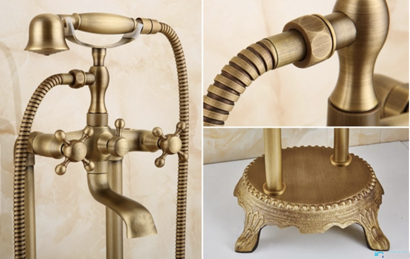 Doccetta, flessibile e base decorata del rubinetto da bagno AQF2016