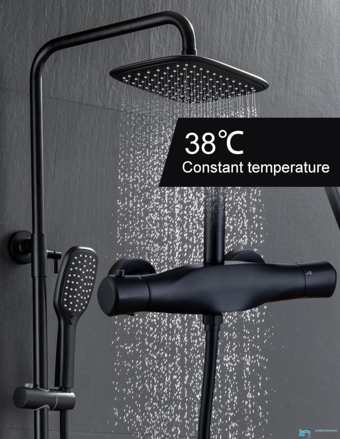 Sistema doccia TB1845 termostatico esterno con soffione, doccetta e bocca a cascata