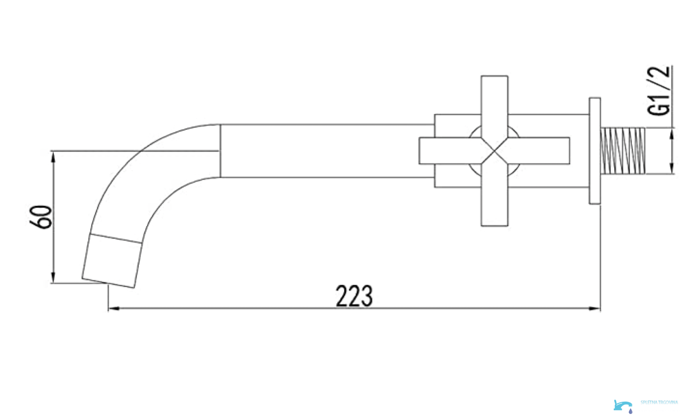 Quote tecniche del rubinetto a parete WB1414 con attacco G1/2