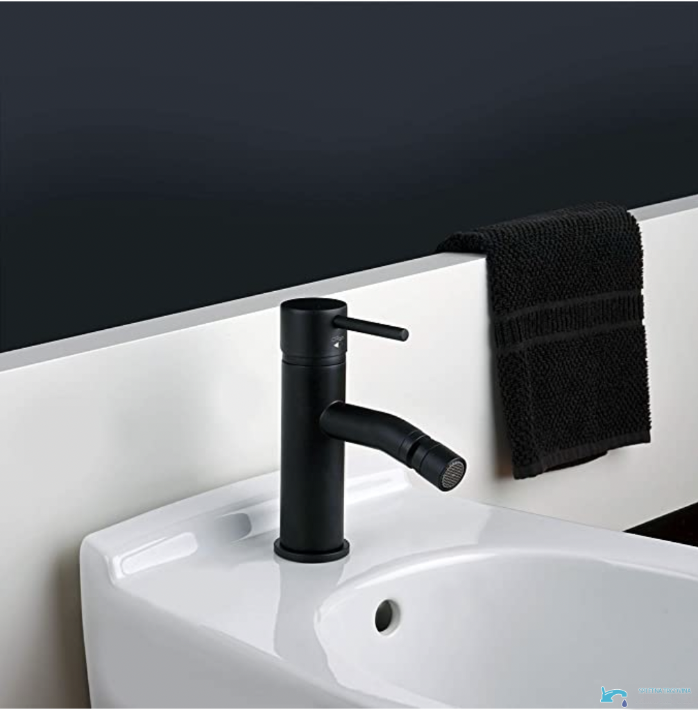 Rubinetto per bidet EYN BB1402 da piano, nero opaco, nero e grigio metallizzato
