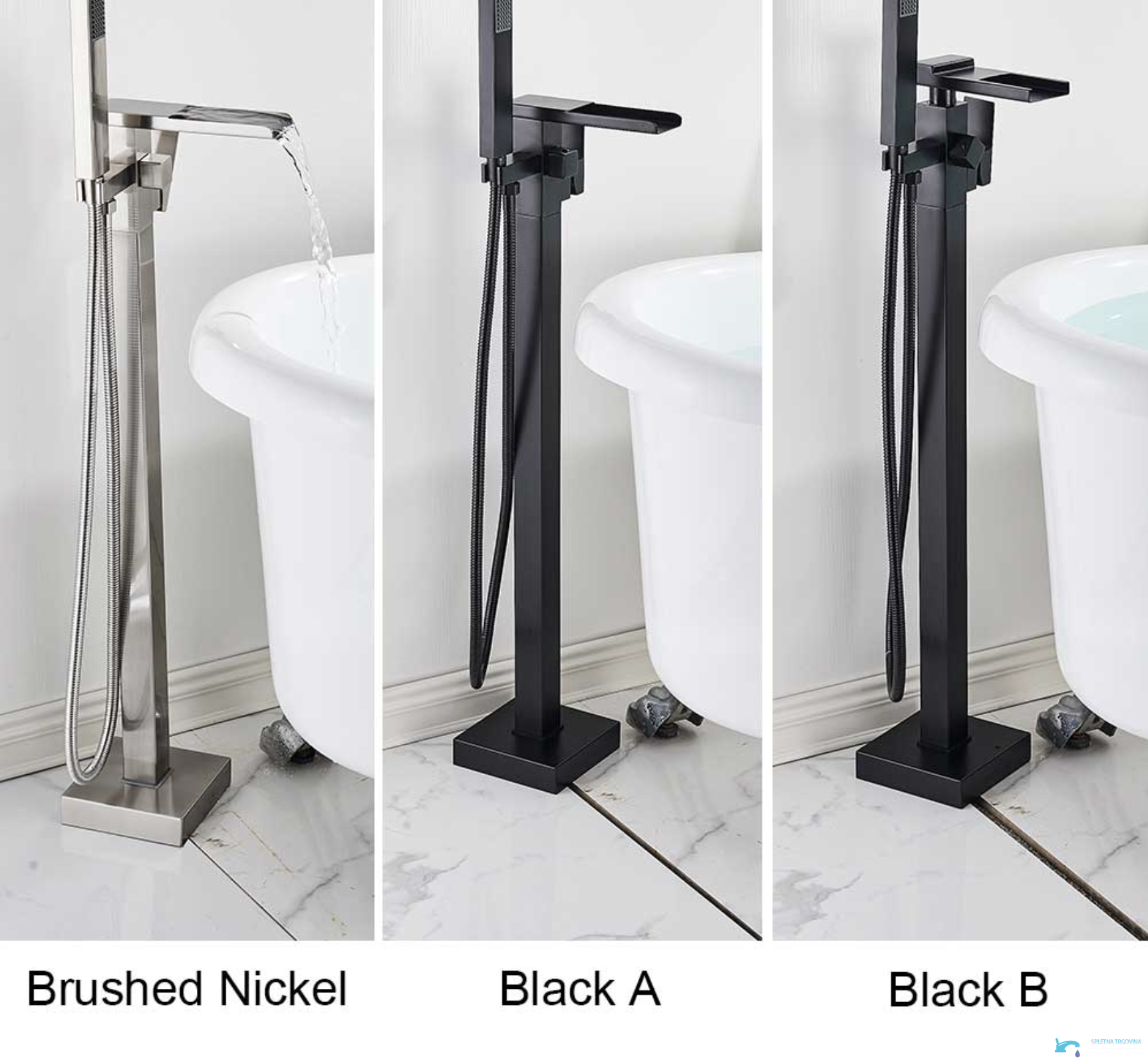 Rubinetto freestanding per vasca SB1720 nelle finiture nichel spazzolato e nero opaco