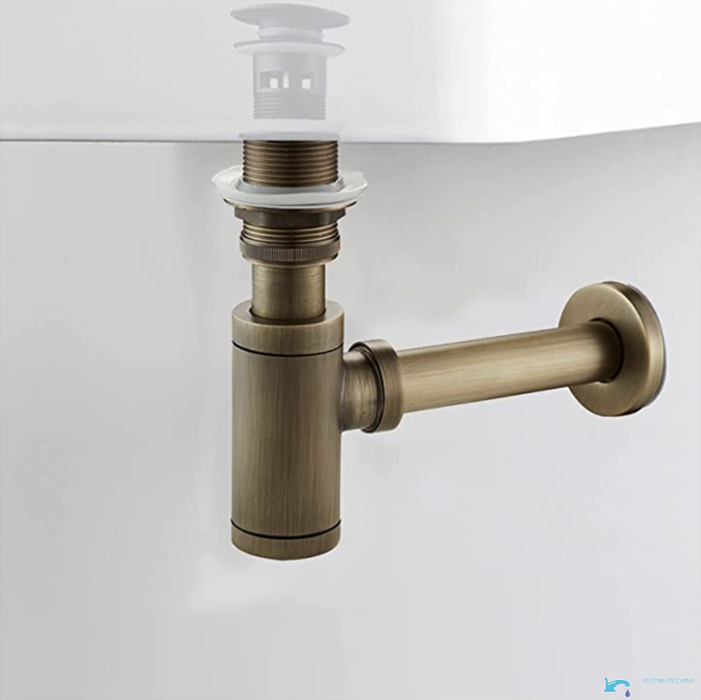 SAQ1556 - sifone pop-up ottone anticato, sifone per lavabo