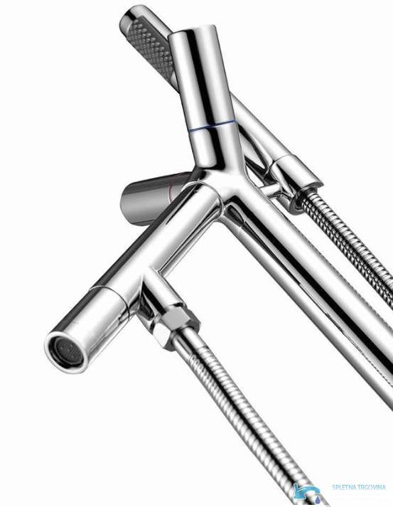 Miscelatore EYN PK1237 a pavimento per vasca con doccetta, in più finiture tra cui cromo e argento